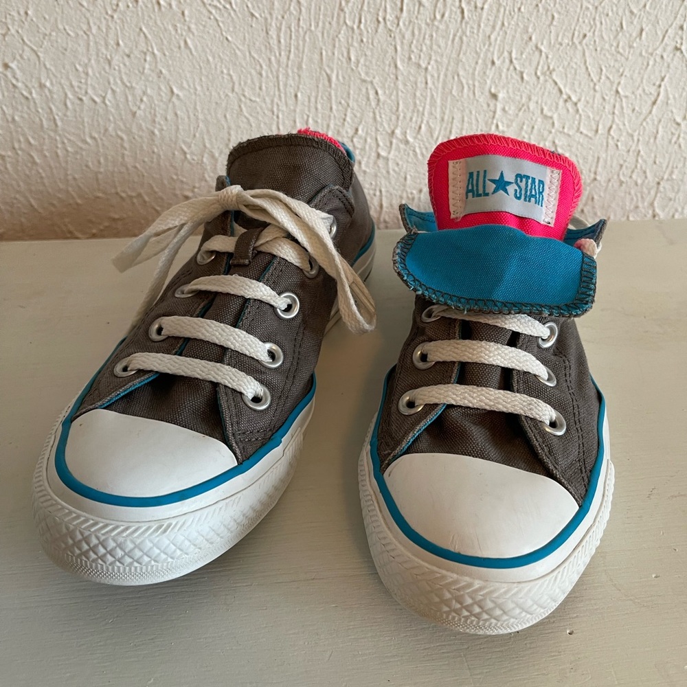Grey, Blue and Hot Pink Converse